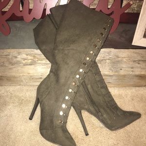 Tall army green boots